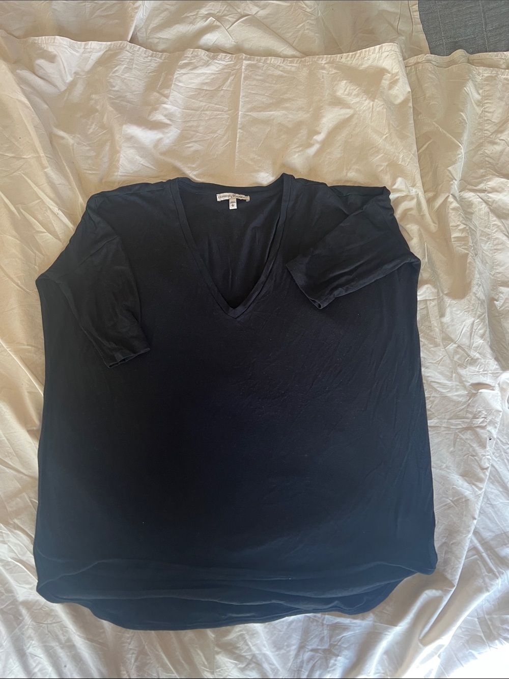 Express - One Eleven Black V-Neck Short Sleeve Top 3 quarter length Size L